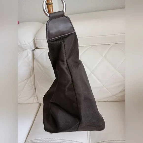 Authentic GUCCI bamboo handle one shoulder bag khaki - Picture 4 of 16